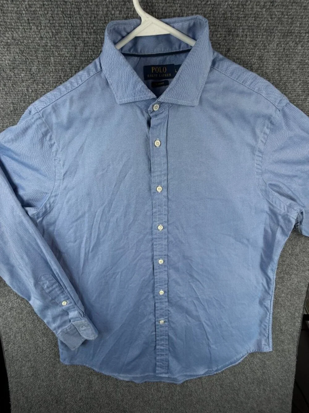 Polo Ralph Lauren RL OXFORD Blue Large Long Sleeve Button Up Shirt Men Cotton